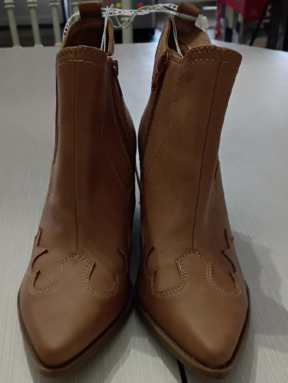 Indigo Brown Pointed-Toe Western Ankle Boots